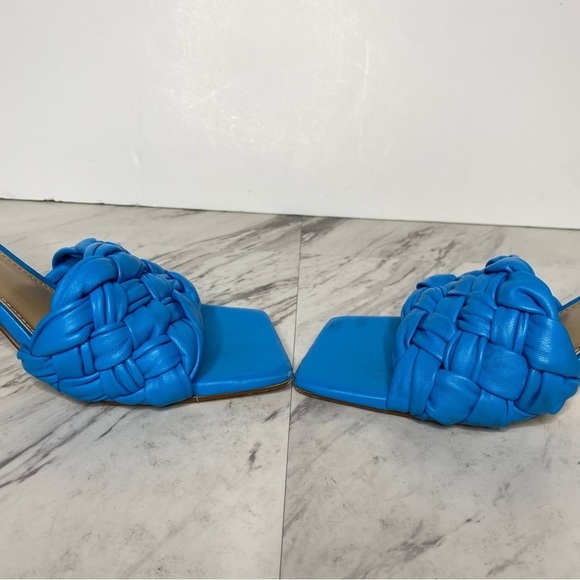 Marc Fisher Draya Braided Blue Leather Heeled Sandal 8M - Picture 6 of 13